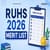 RUHS 2026 Merit List (July 1): PDF Download Link at ruhscuet2026.com